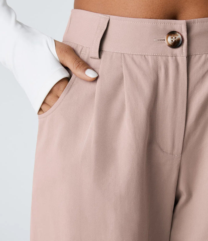 Elso - Casual cotton jogging pants with a mid-rise waist, button placket, zip fly and side pocket