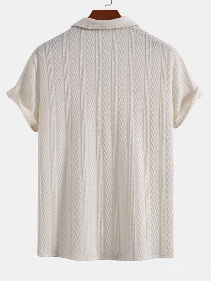 Textured Jacquard Set — Cuban Shirt & Anti-Wrinkle Straight-Leg Trousers