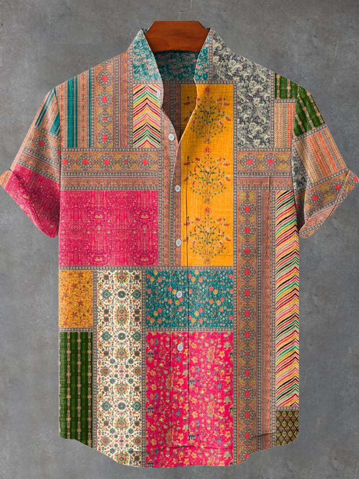 Patchwork Print Casual Shirt — 100% Cotton