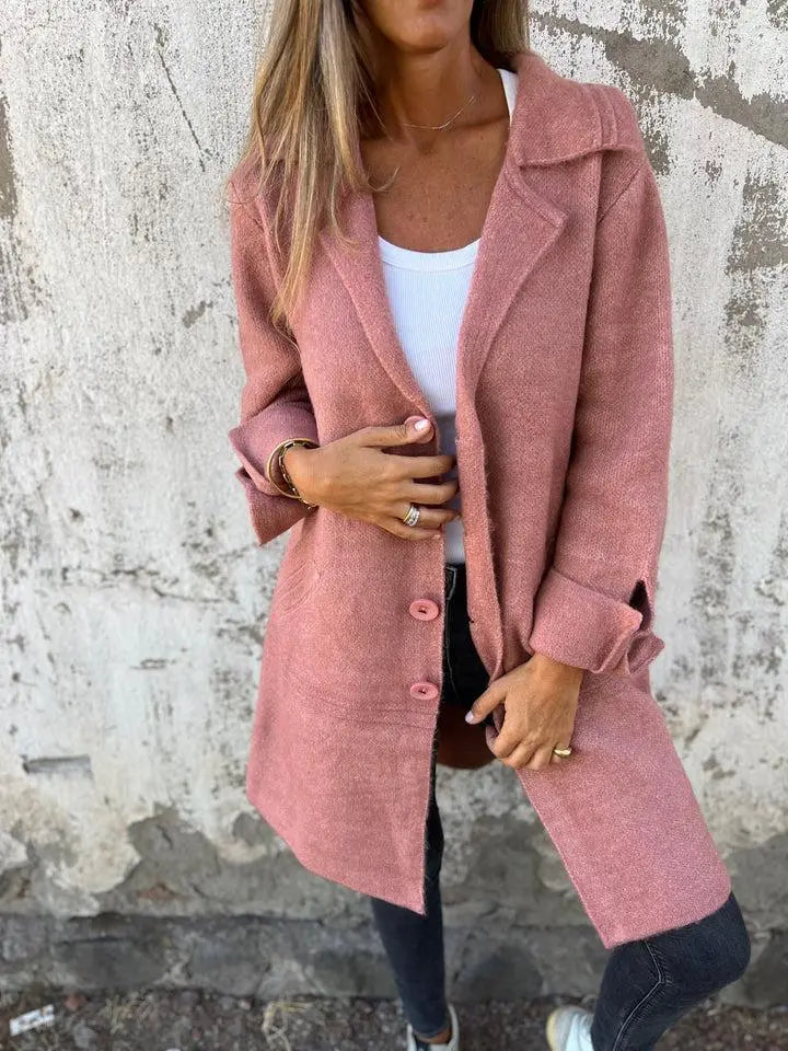Isabel - Casual Long Coat with Turn-ups