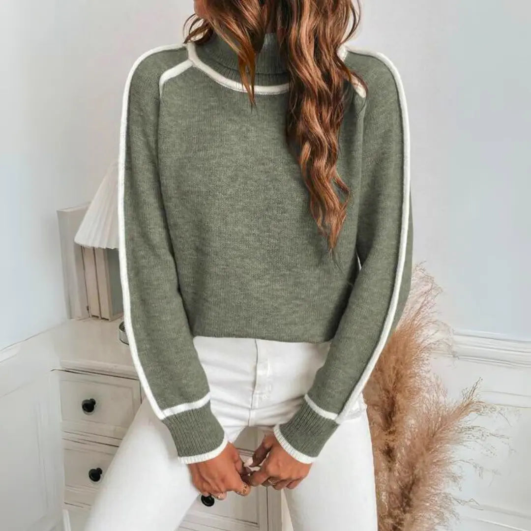 Evelyn | Luxurious olive green knitted sweater