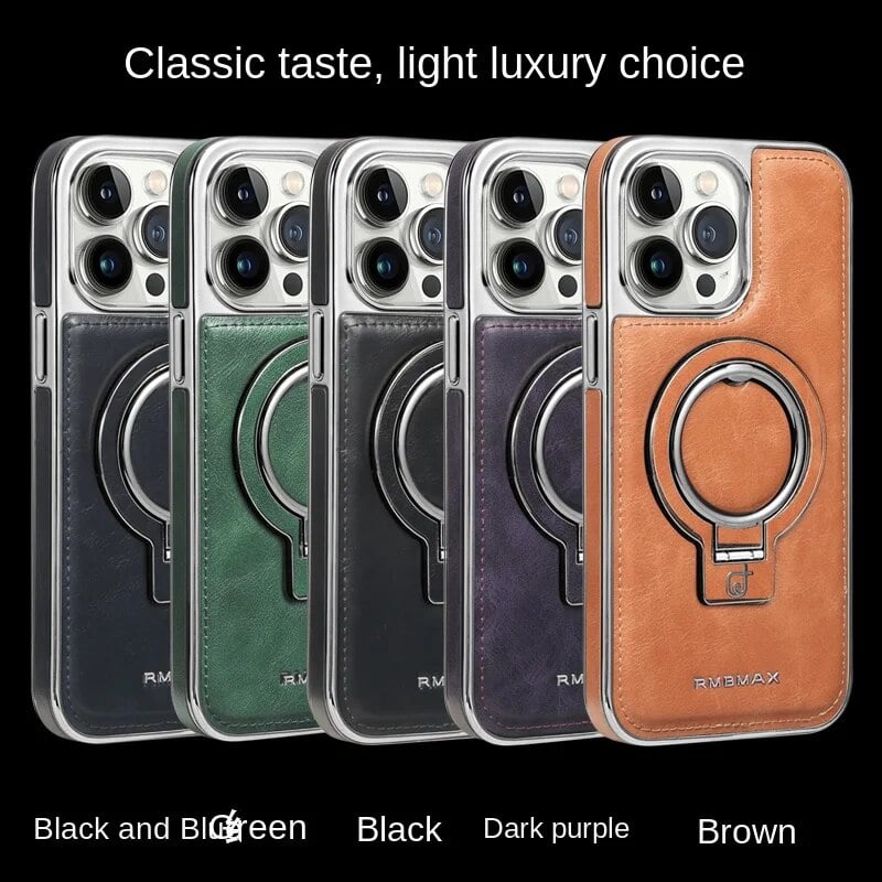 Axel - Luxury leather iPhone case with invisible kickstand