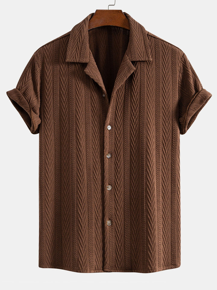 Textured Jacquard Set — Cuban Shirt & Anti-Wrinkle Straight-Leg Trousers