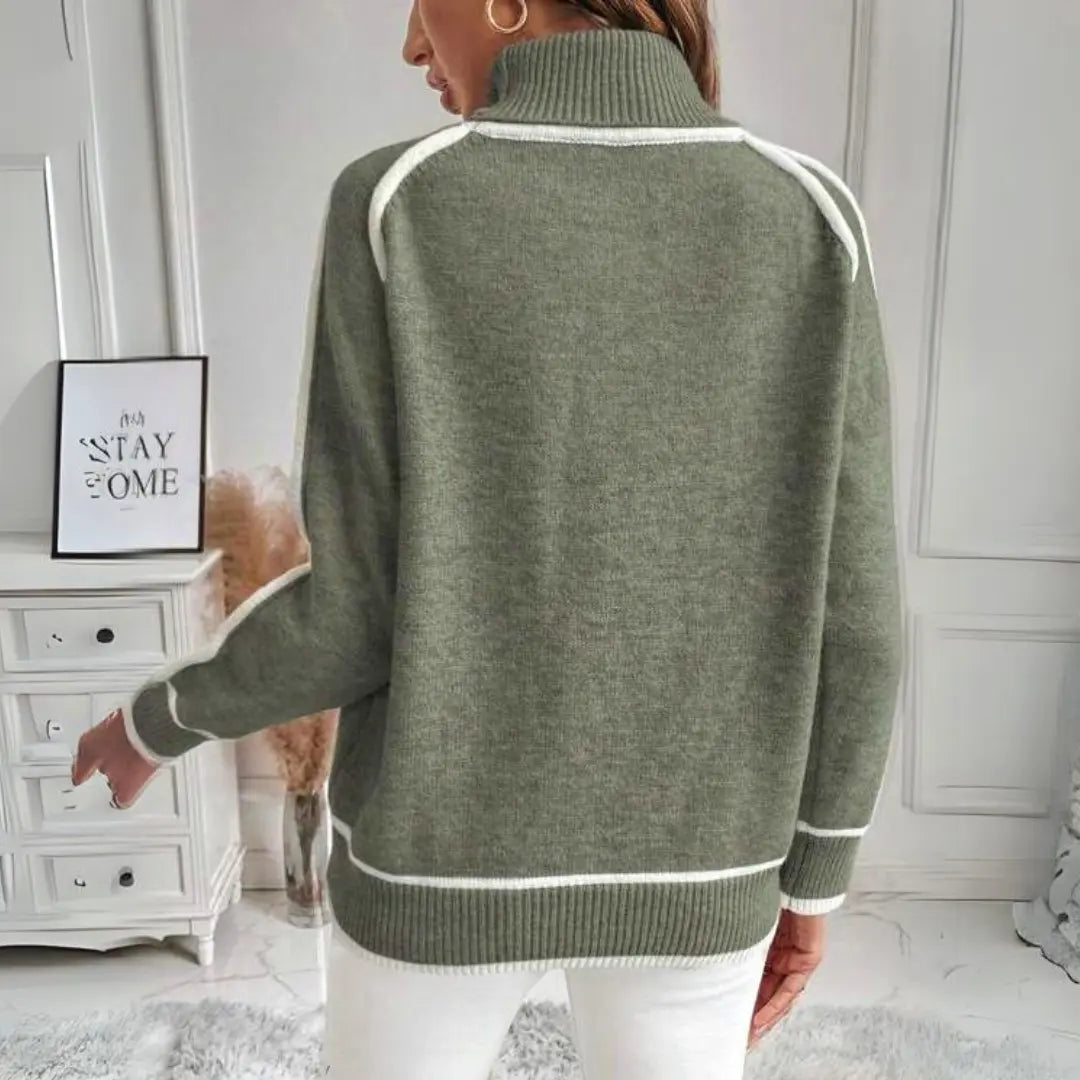 Evelyn | Luxurious olive green knitted sweater