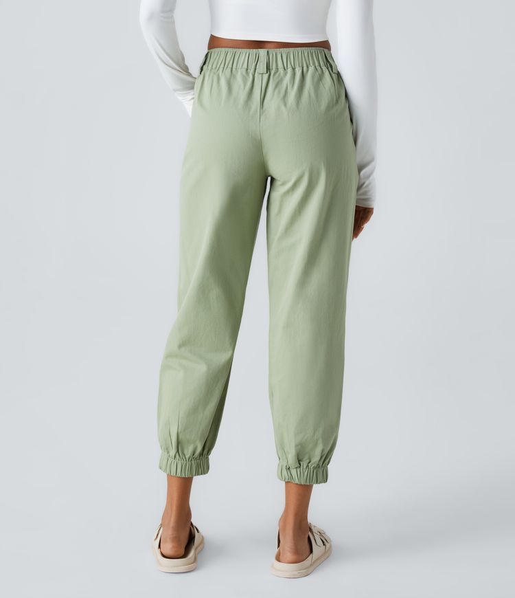 Elso - Casual cotton jogging pants with a mid-rise waist, button placket, zip fly and side pocket