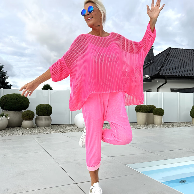 🌸Aloa women's letter print jumpsuit + hollow smock leisure suit