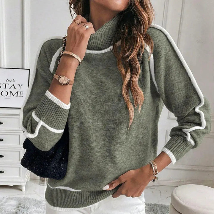 Evelyn | Luxurious olive green knitted sweater