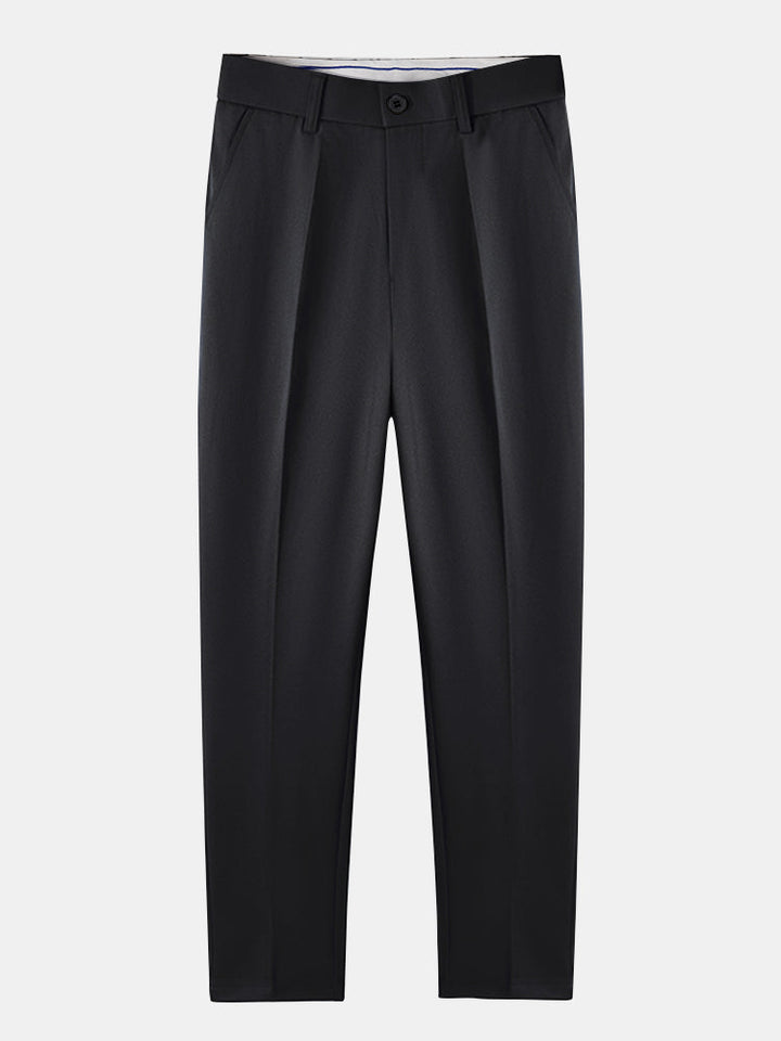 Contrast Trim Textured Zipper Knit Polo & Slim Fit Tapered Trousers