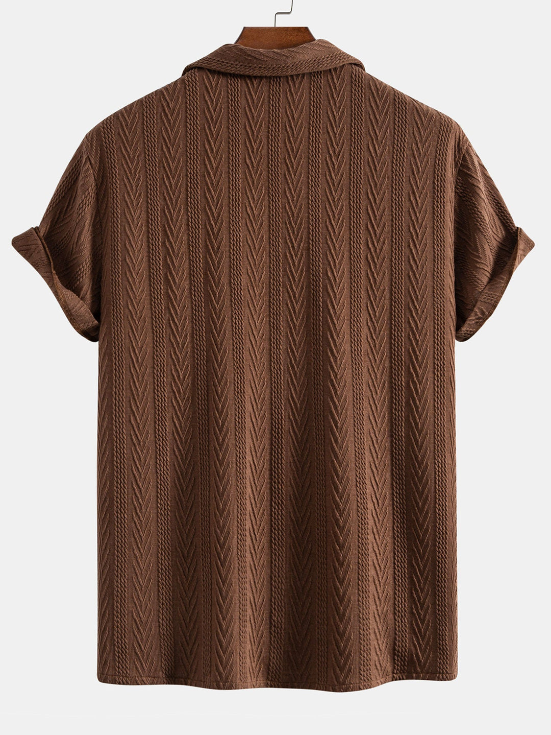 Textured Jacquard Set — Cuban Shirt & Anti-Wrinkle Straight-Leg Trousers