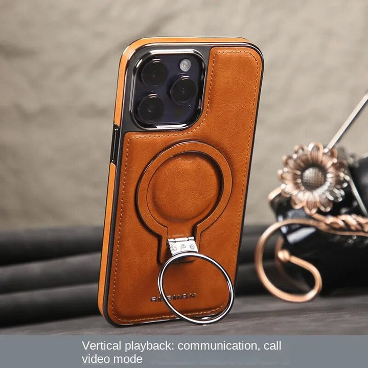 Axel - Luxury leather iPhone case with invisible kickstand
