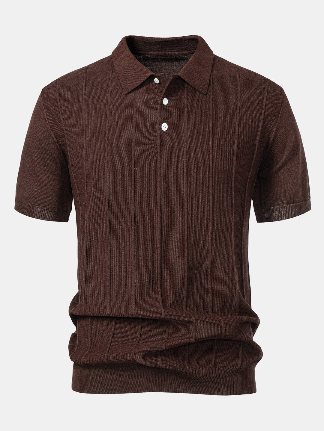Stripe Jacquard Knit Polo Shirt & Straight Leg Ribbed Pants