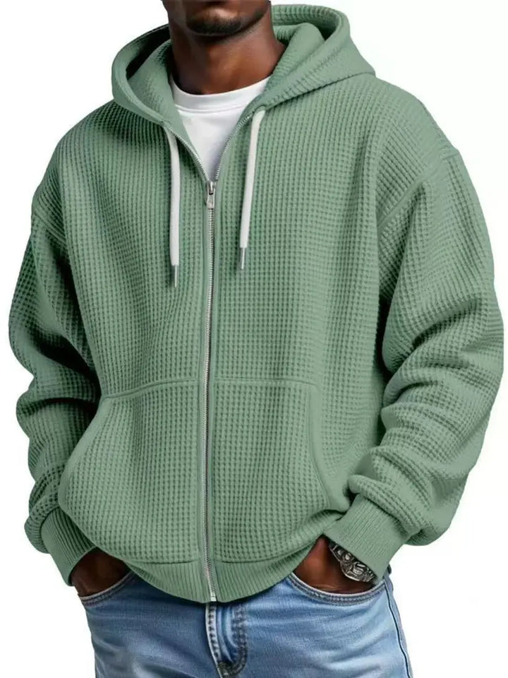 Waffle Knit Hooded Jacket — Men's Transitional Outerwear