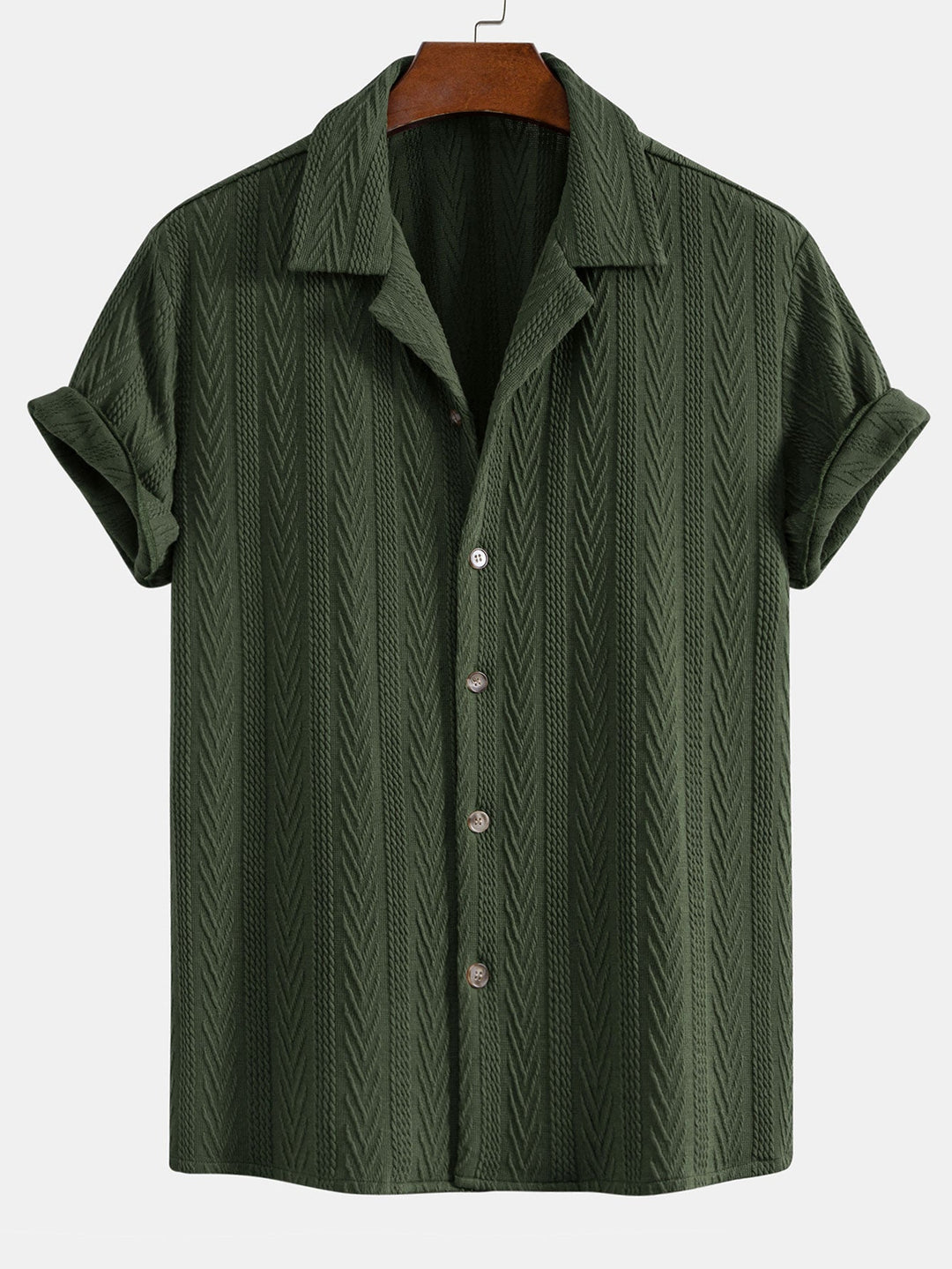 Textured Jacquard Set — Cuban Shirt & Anti-Wrinkle Straight-Leg Trousers