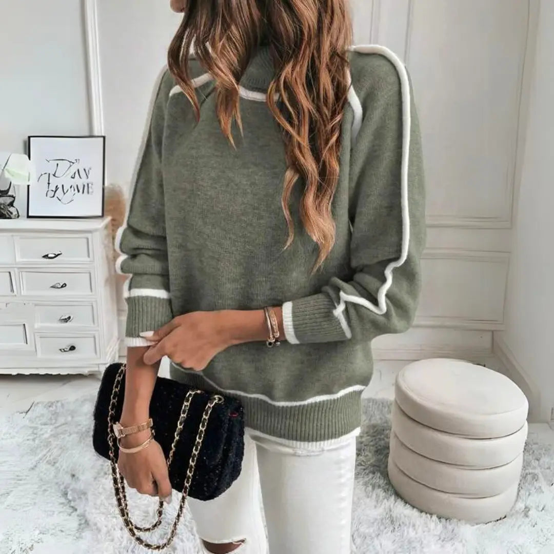 Evelyn | Luxurious olive green knitted sweater
