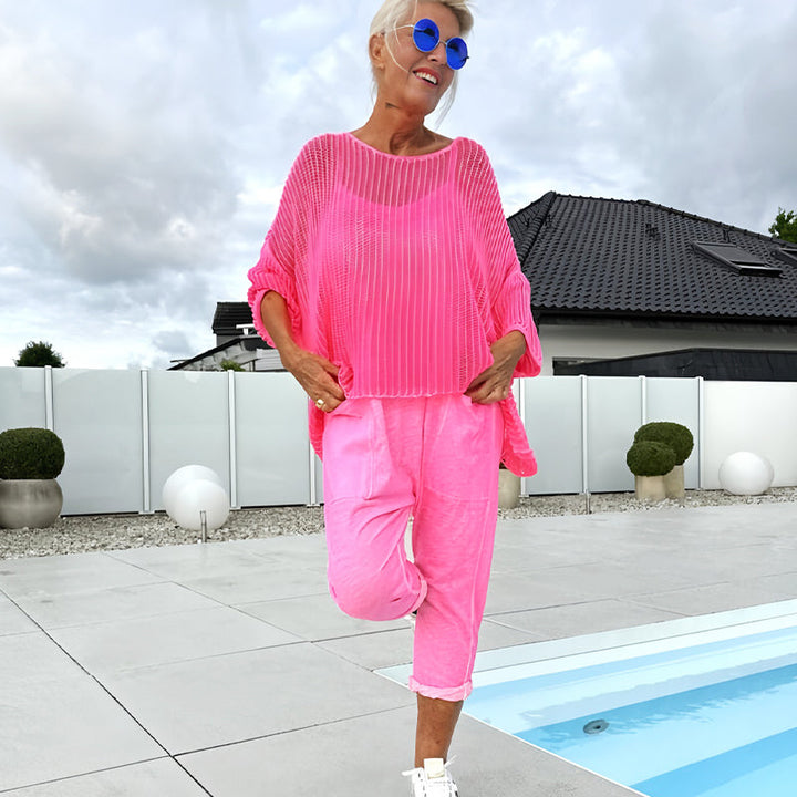 🌸Aloa women's letter print jumpsuit + hollow smock leisure suit