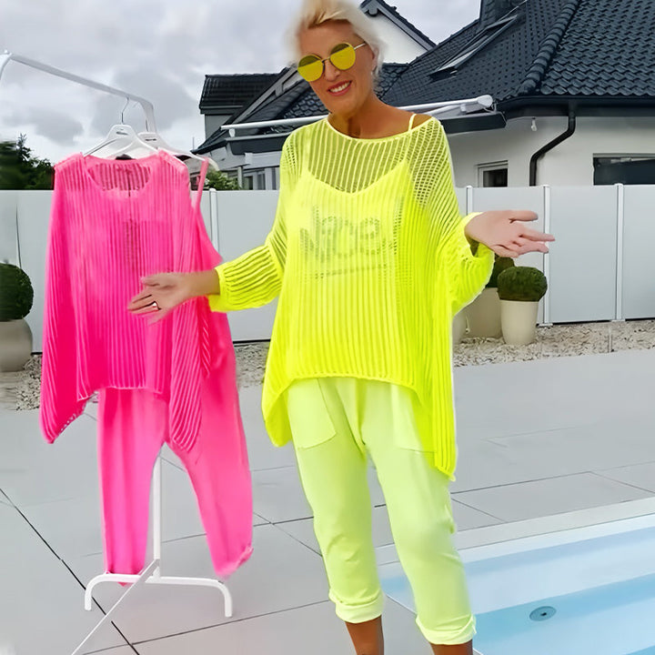 🌸Aloa women's letter print jumpsuit + hollow smock leisure suit