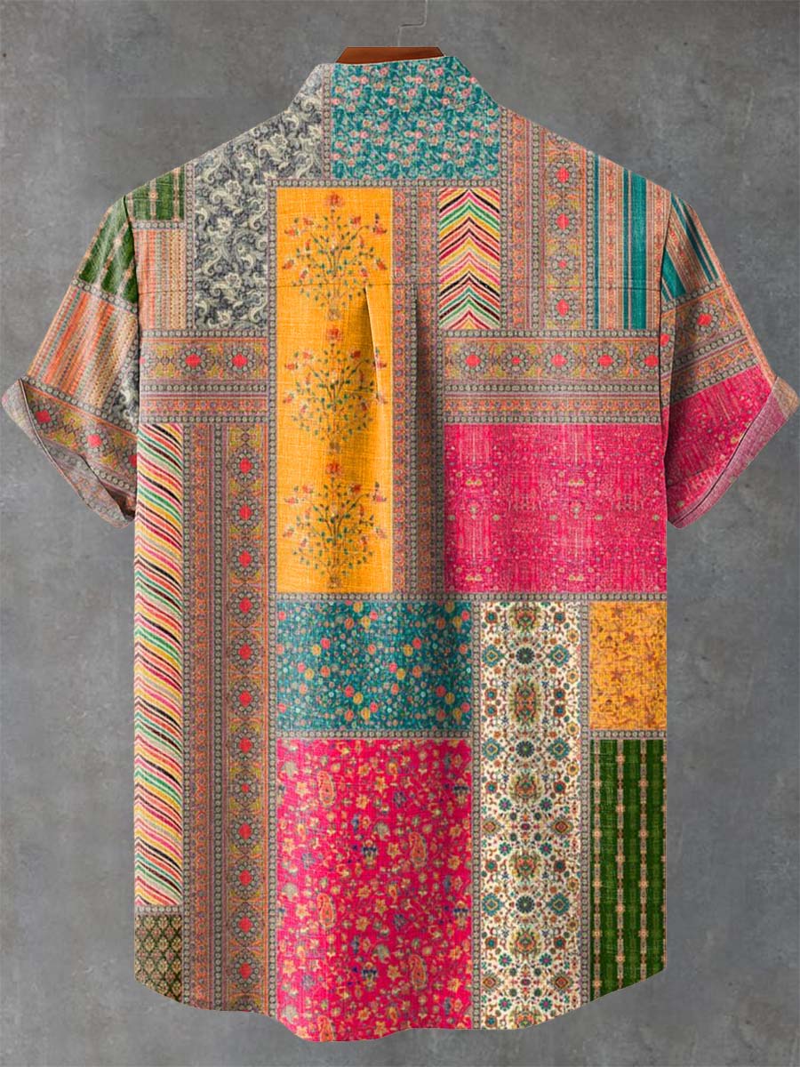 Patchwork Print Casual Shirt — 100% Cotton