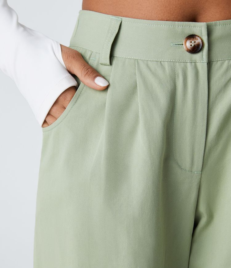 Elso - Casual cotton jogging pants with a mid-rise waist, button placket, zip fly and side pocket