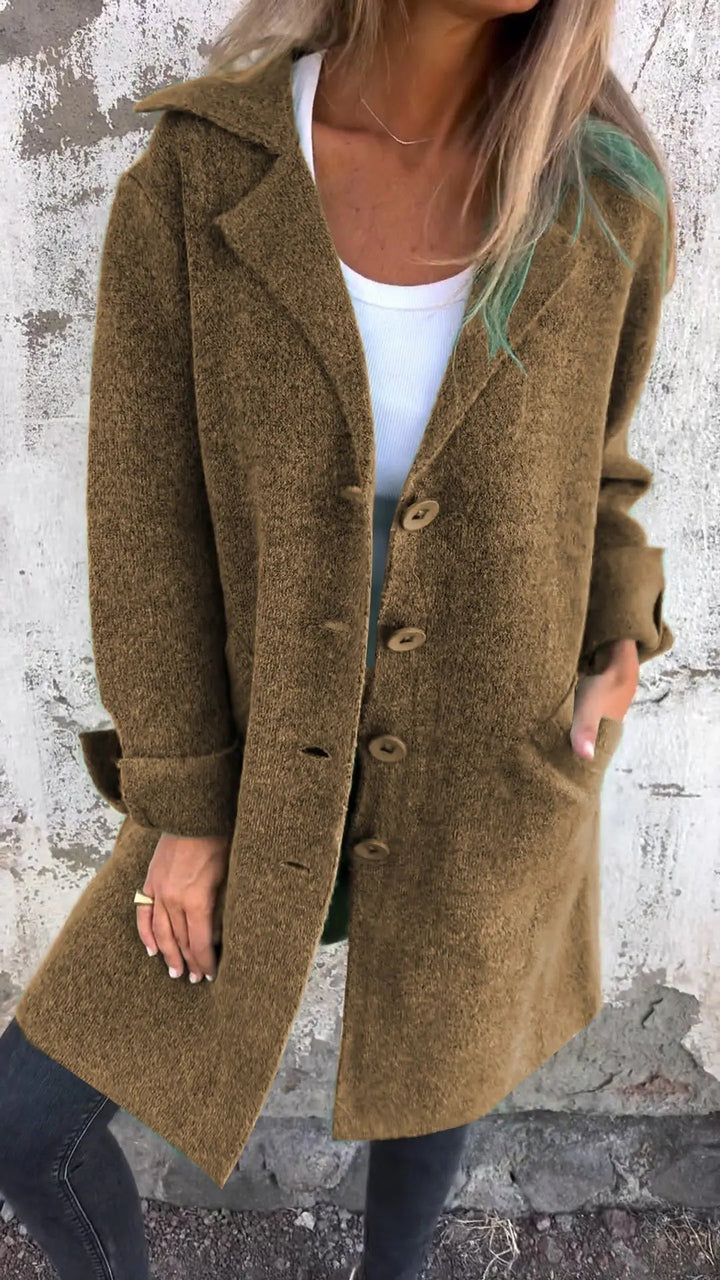Isabel - Casual Long Coat with Turn-ups