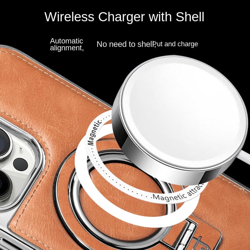 Axel - Luxury leather iPhone case with invisible kickstand