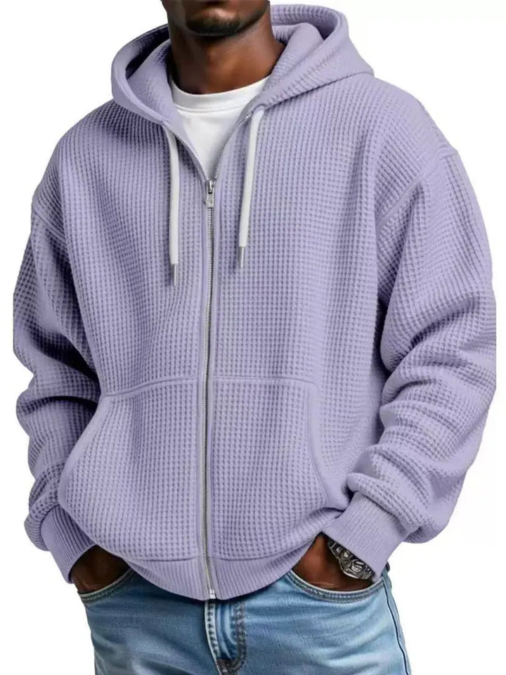 Waffle Knit Hooded Jacket — Men's Transitional Outerwear