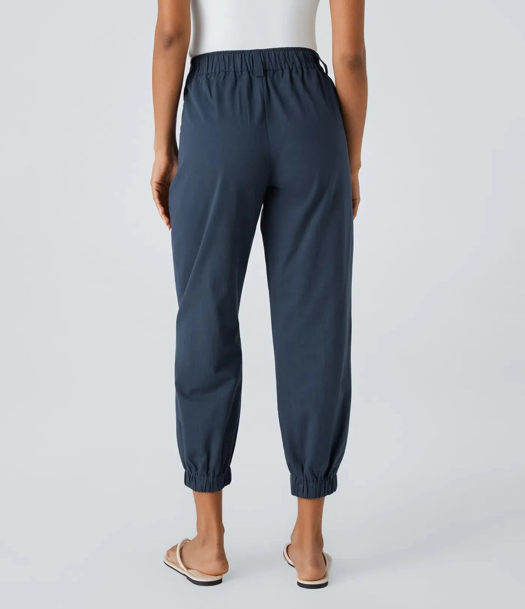 Elso - Casual cotton jogging pants with a mid-rise waist, button placket, zip fly and side pocket