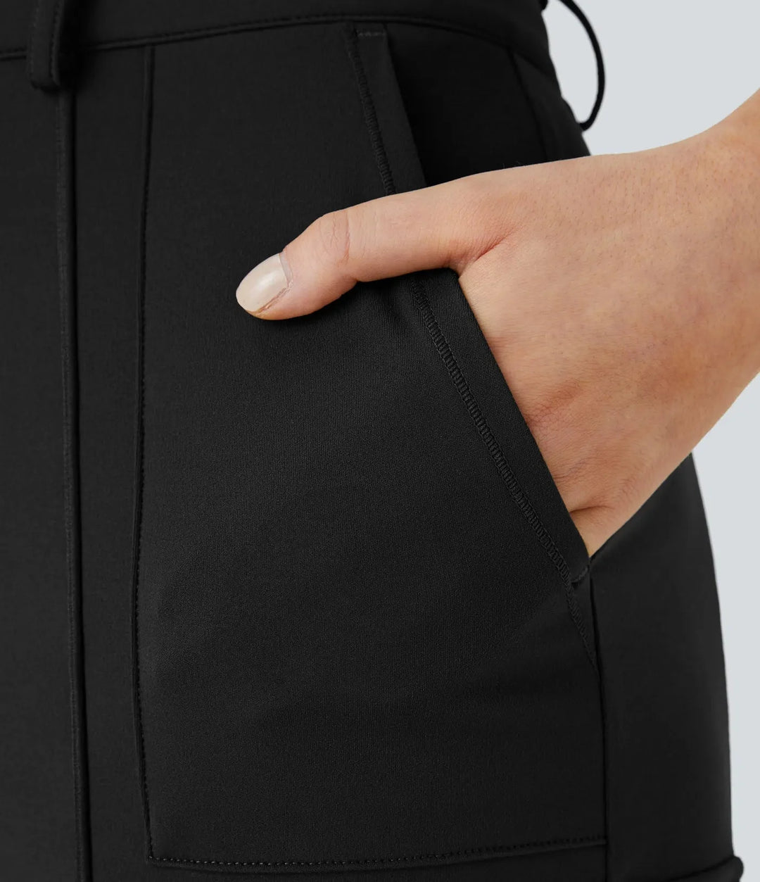 Ema - Plain, slim hiking pants with high waist and multiple pockets