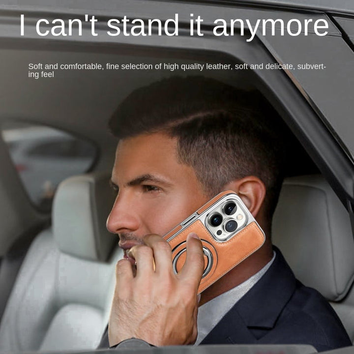 Axel - Luxury leather iPhone case with invisible kickstand