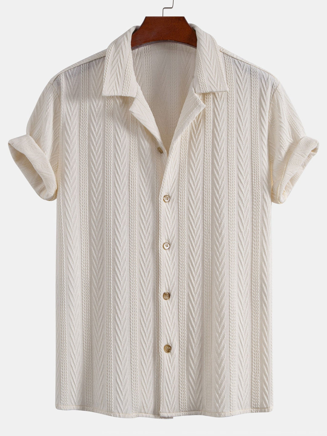 Textured Jacquard Set — Cuban Shirt & Anti-Wrinkle Straight-Leg Trousers