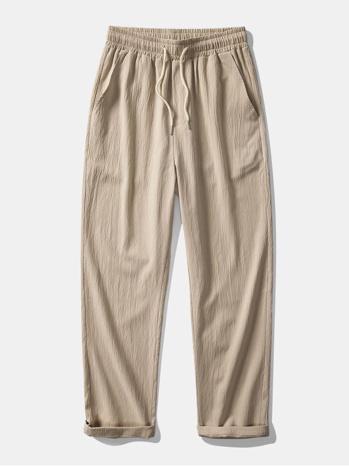 Textured Jacquard Set — Cuban Shirt & Anti-Wrinkle Straight-Leg Trousers