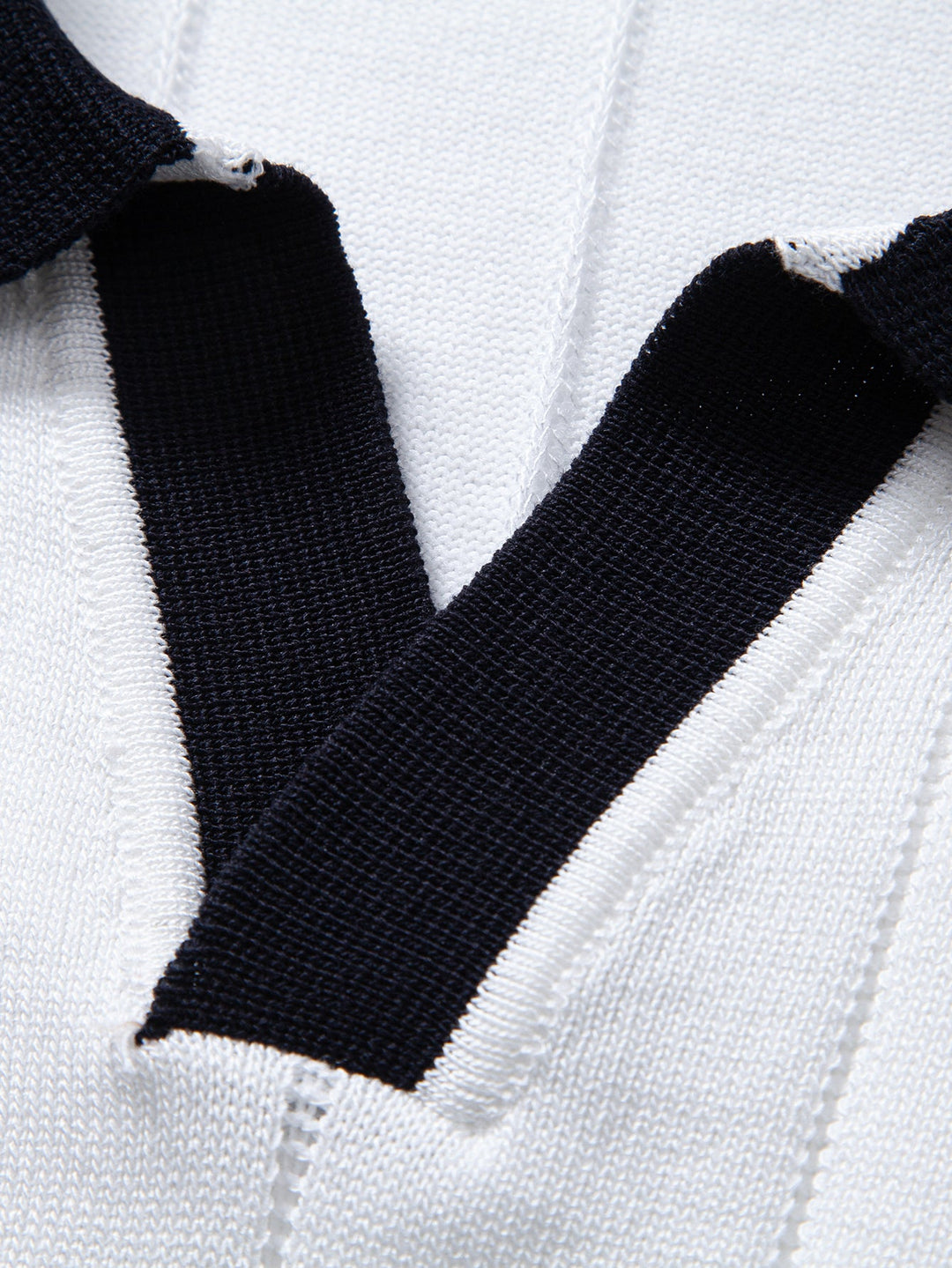 Contrast Trim Ribbed Johnny Collar Knit Polo & Slim Fit Tapered Trousers