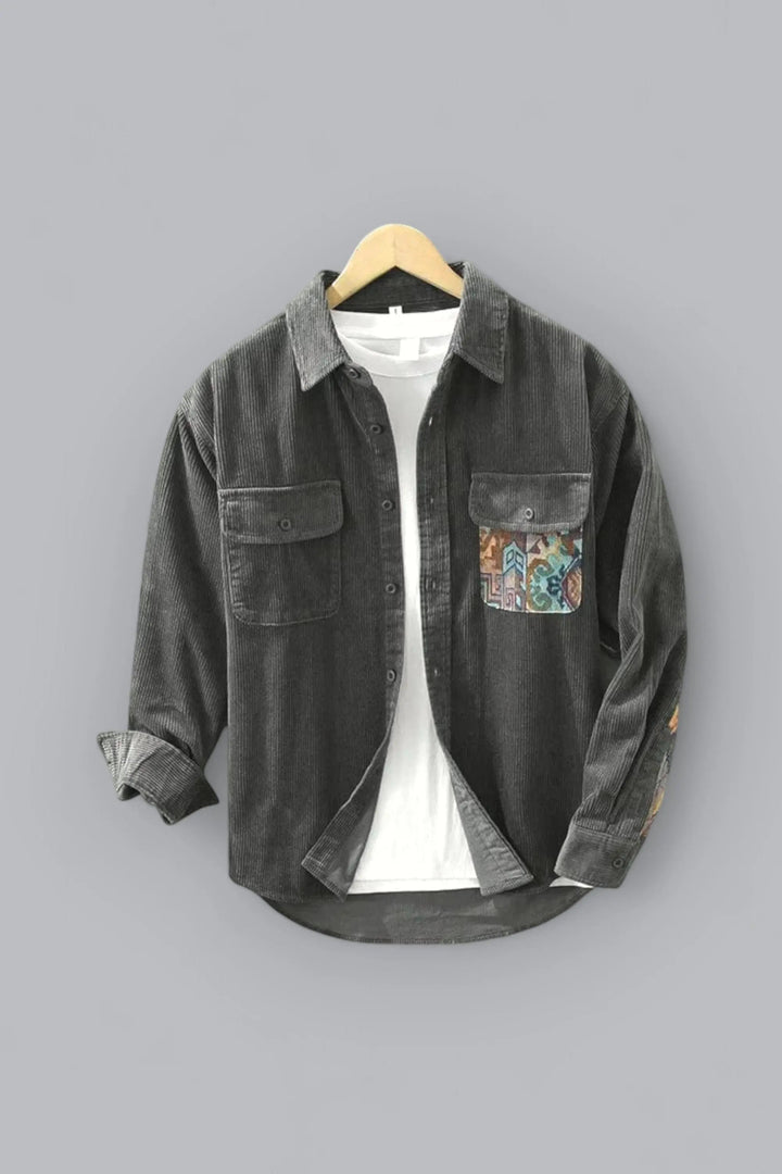 John corduroy shirt with ethnic pocket detail