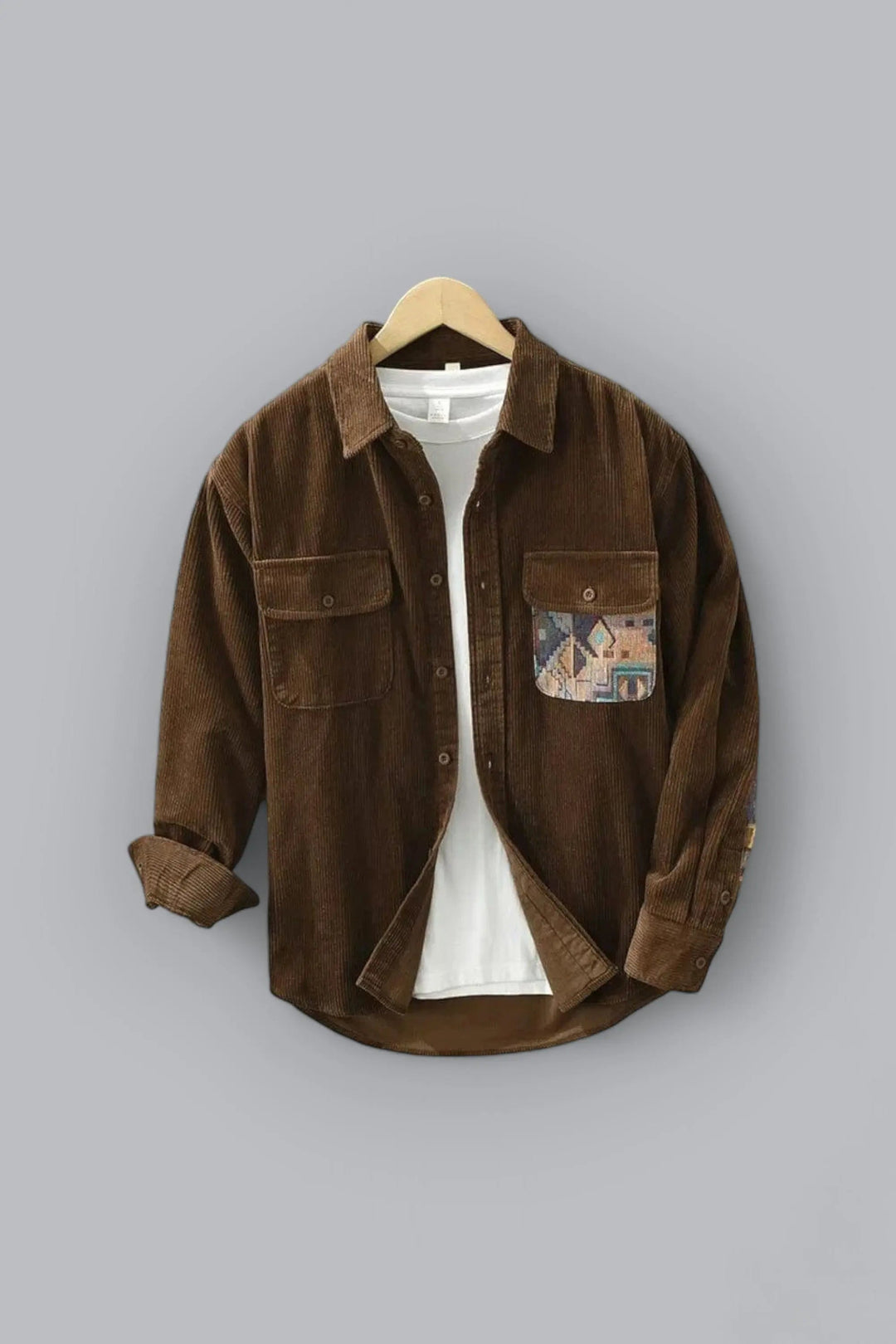 John corduroy shirt with ethnic pocket detail