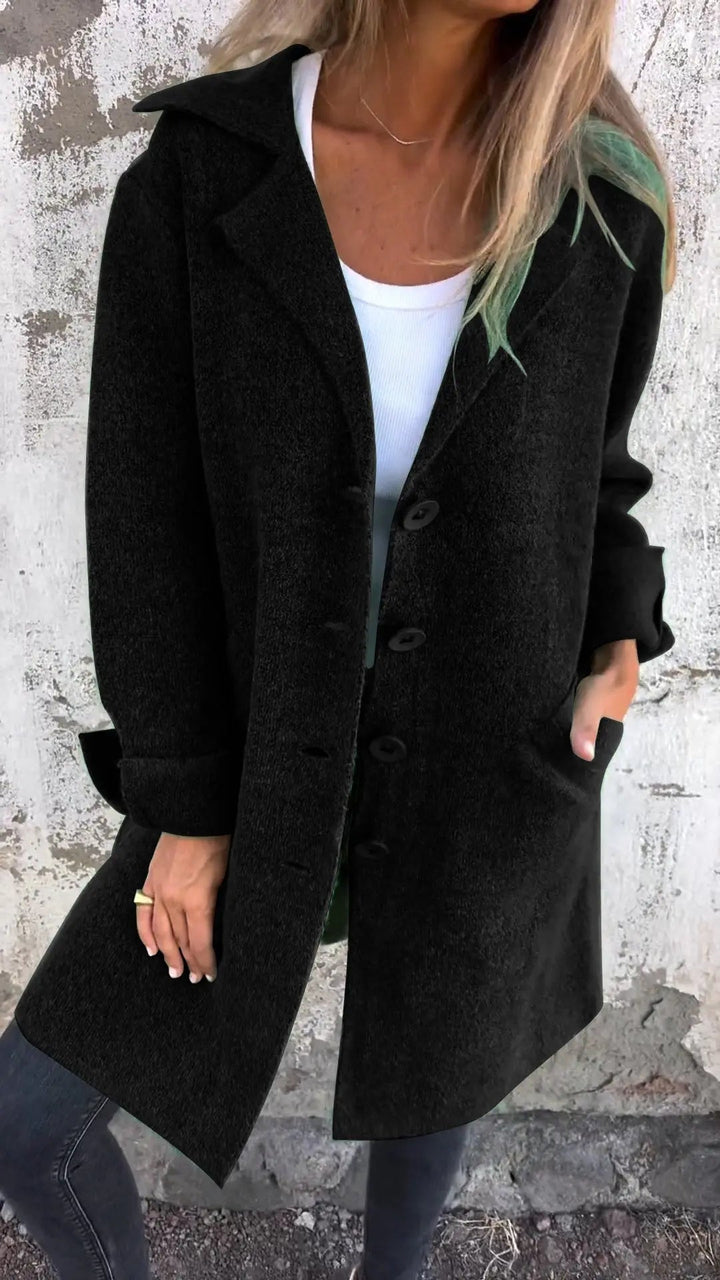 Isabel - Casual Long Coat with Turn-ups