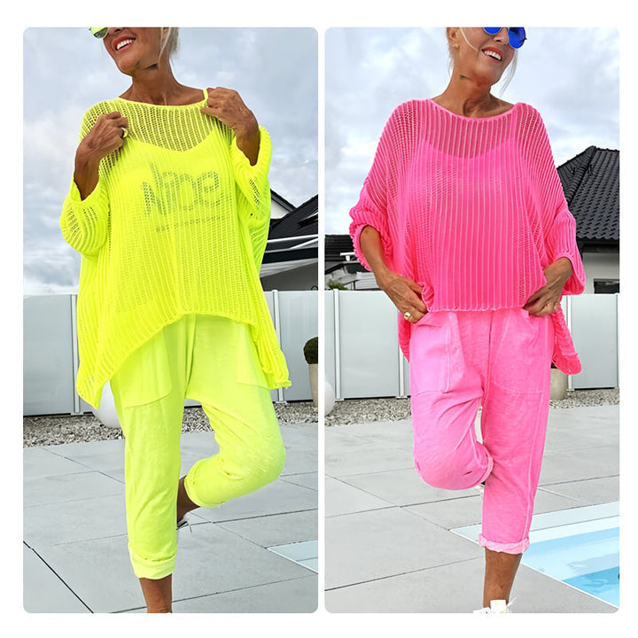 🌸Aloa women's letter print jumpsuit + hollow smock leisure suit