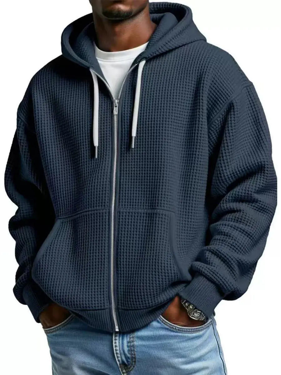 Waffle Knit Hooded Jacket — Men's Transitional Outerwear