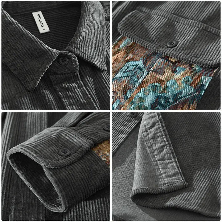 John corduroy shirt with ethnic pocket detail
