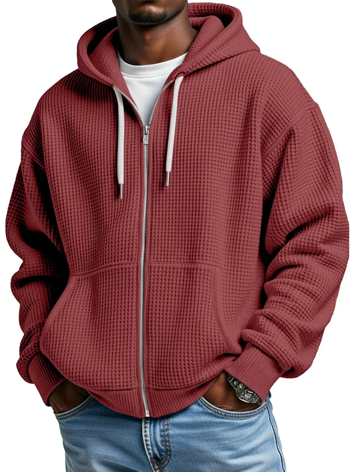Waffle Knit Hooded Jacket — Men's Transitional Outerwear