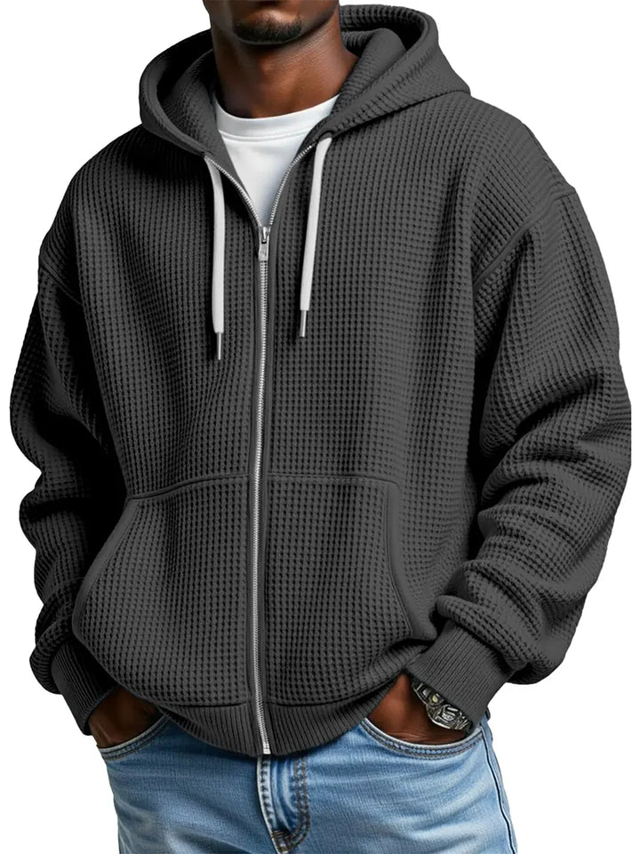Waffle Knit Hooded Jacket — Men's Transitional Outerwear