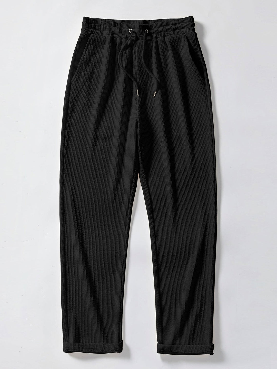 Stripe Jacquard Knit Polo Shirt & Straight Leg Ribbed Pants