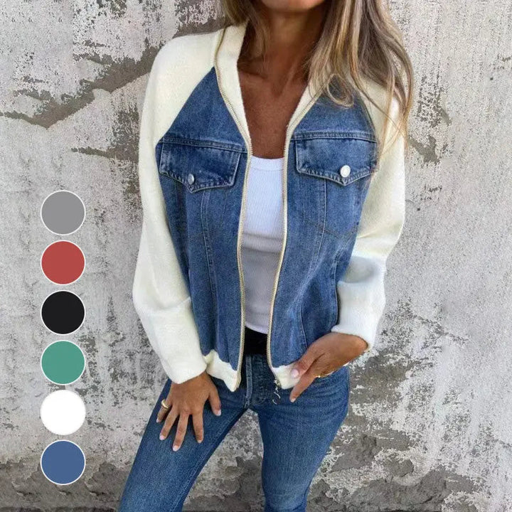 Creative denim splicing jacket for women