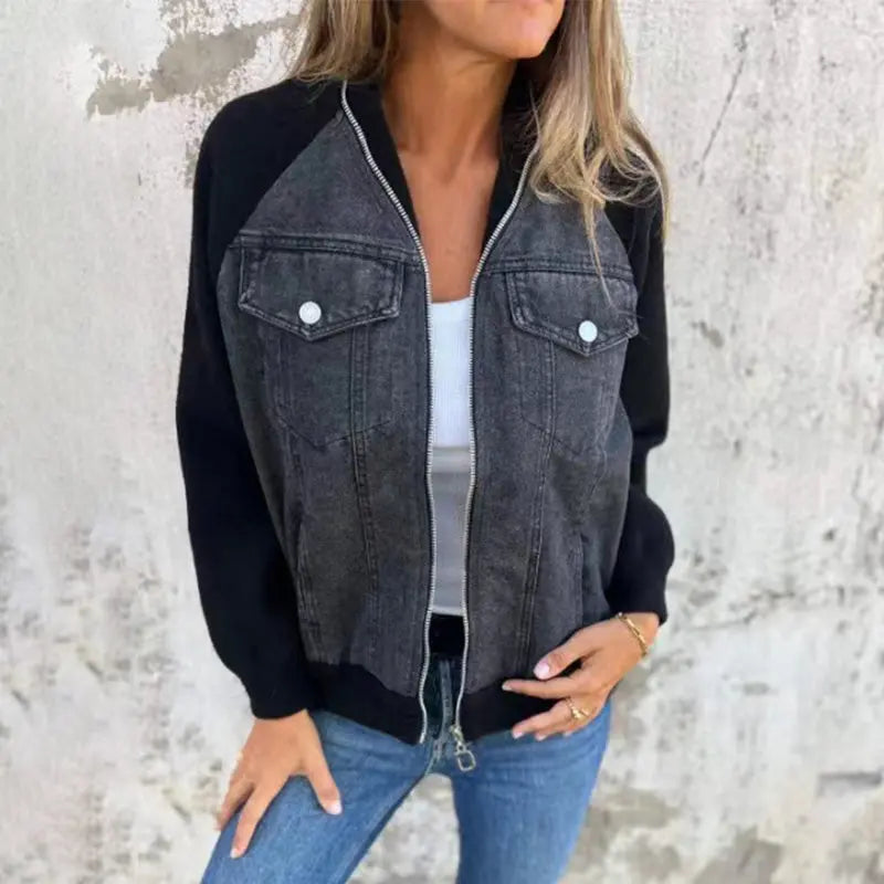 Creative denim splicing jacket for women