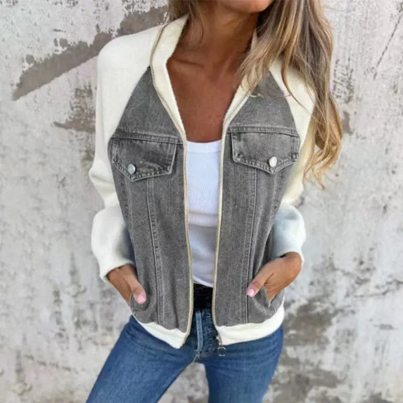 Creative denim splicing jacket for women