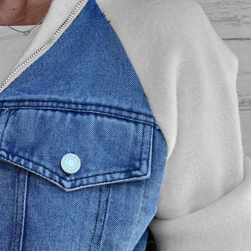 Creative denim splicing jacket for women