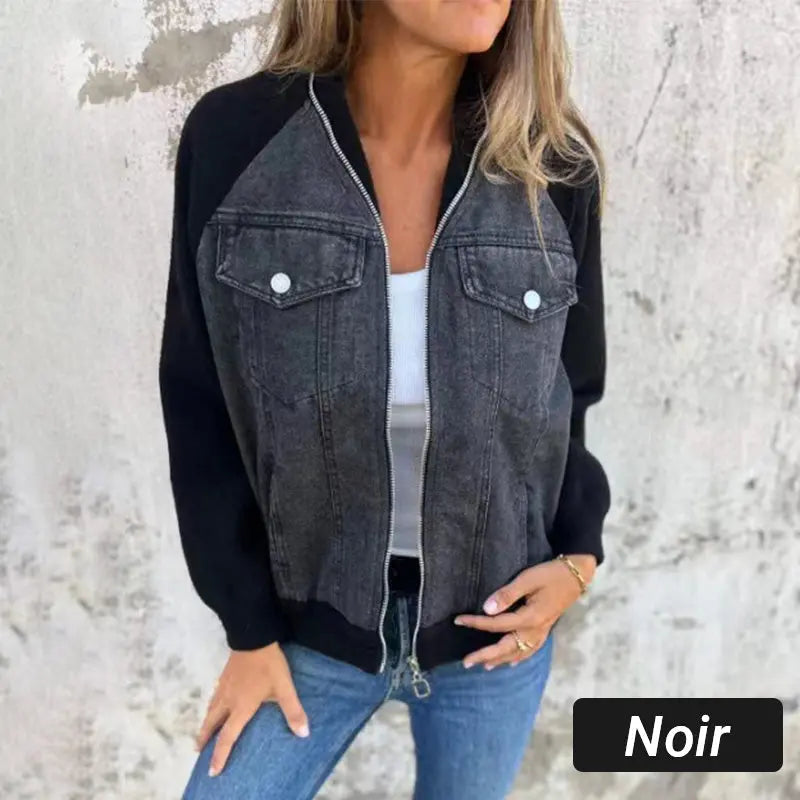 Creative denim splicing jacket for women
