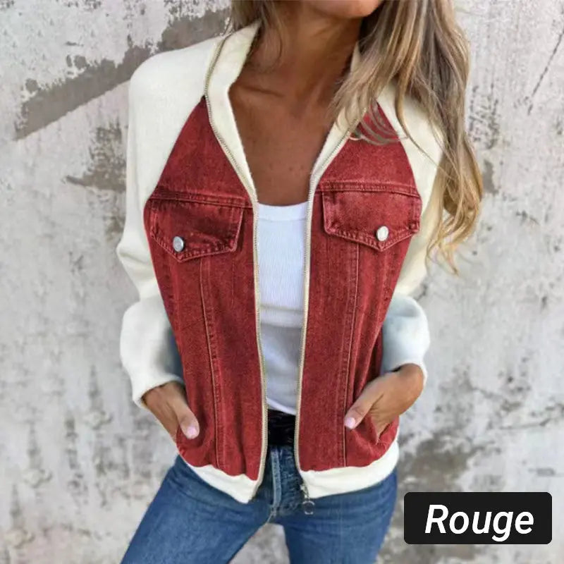 Creative denim splicing jacket for women