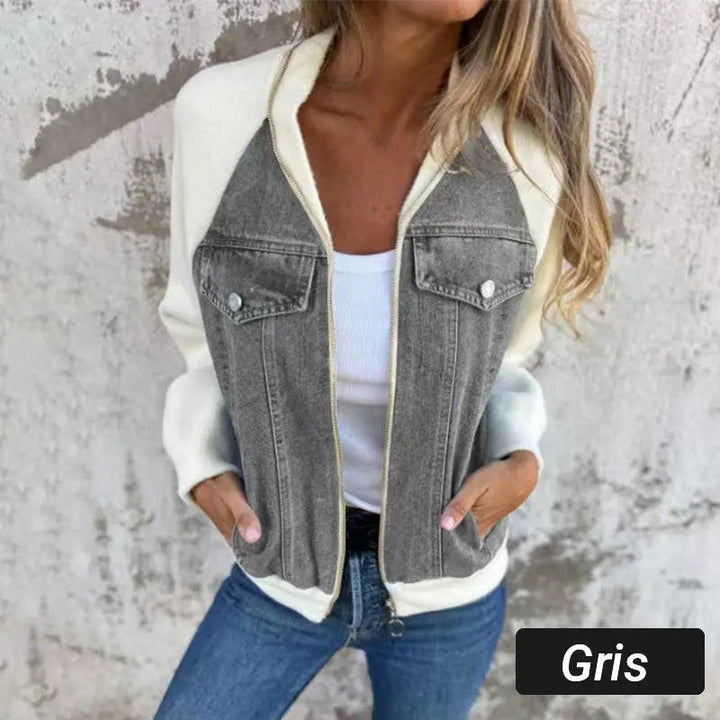 Creative denim splicing jacket for women