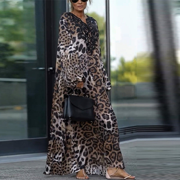 Philly Casual Long Sleeve Leopard Print Women's Dress