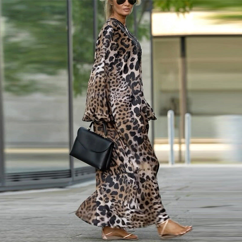 Philly Casual Long Sleeve Leopard Print Women's Dress
