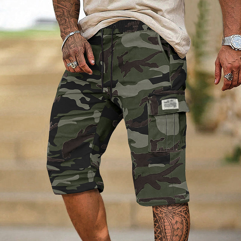 Camo Cargo Shorts — Multi-Pocket, Adjustable Waist